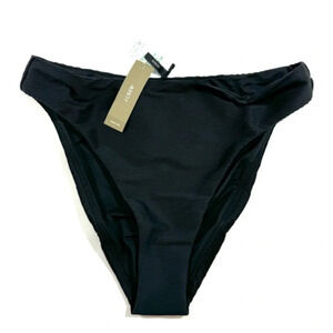 New J Crew High Rise Cheeky Bikini Bottom Black BE808